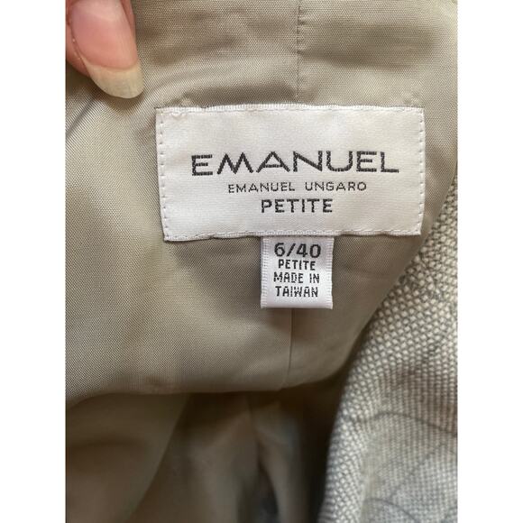 vintage 1990s Ungaro gray plaid womens suit double breasted jacket med 6 skirt - Picture 4 of 8